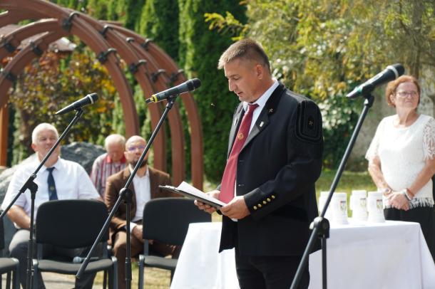 Tóth András, a Borsodi Bányászok Területi Tagozatának Farkaslyuki Alapszervezetének elnöke mondott beszédet.